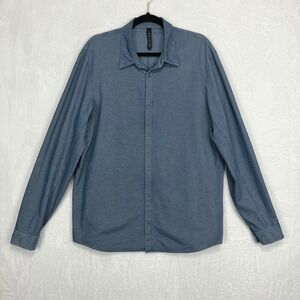 Lululemon Commission Long Sleeve Shirt Mens XL River Blue Enzyme Dye Oxford